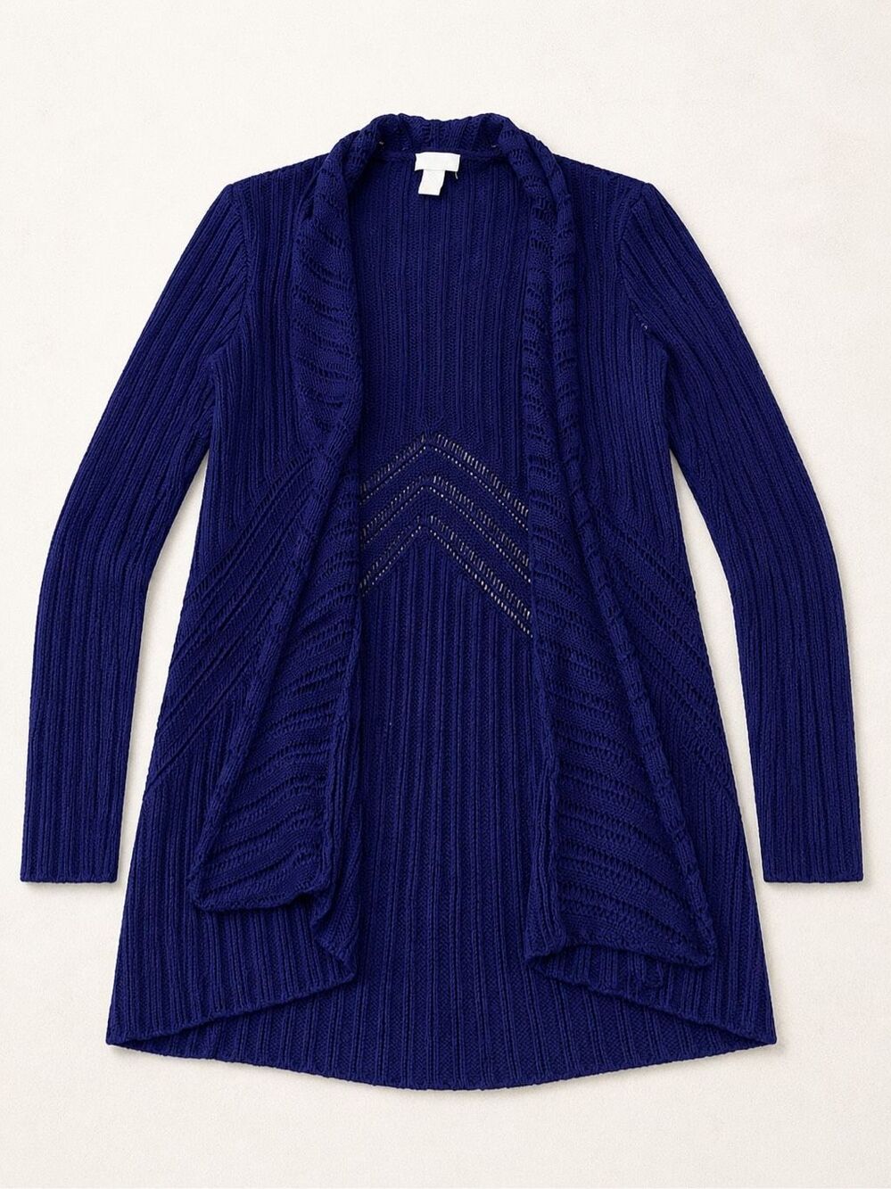 Chico’s Size 0 purple Open Front Waterfall Cardigan Long Knit Sweater